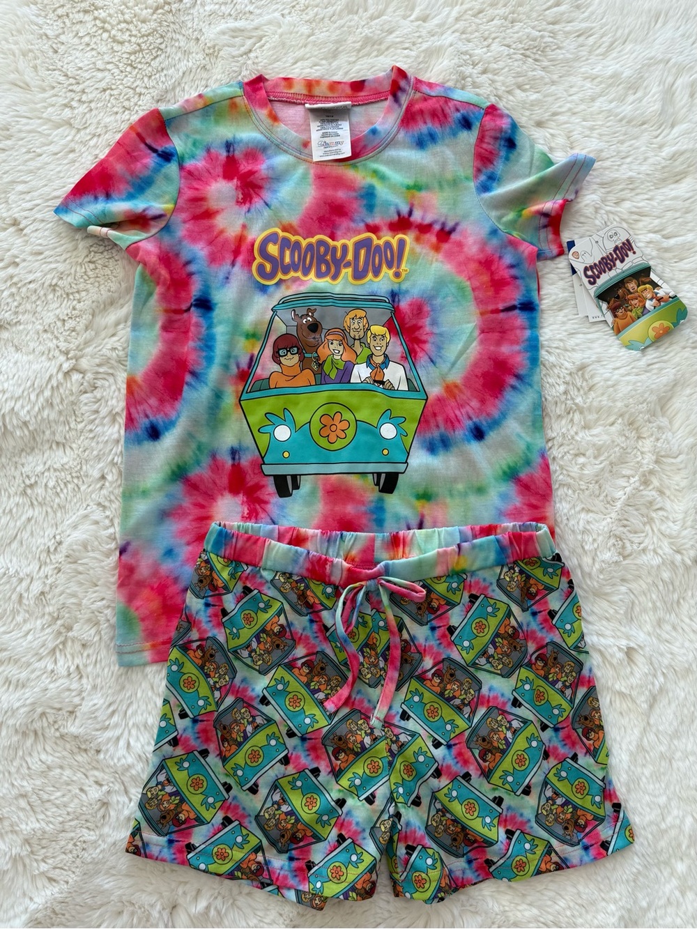 Girls' Tie-Dye Short Pajama Set - Multicolor